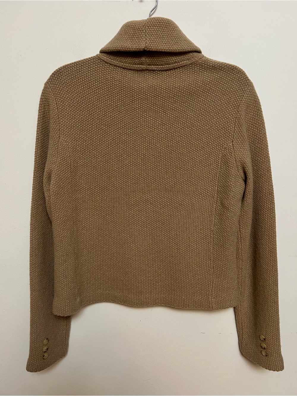 Lauren Ralph Lauren 100% Lambswool Shawl Collar Cardigan Sweater L Camel - Picture 7 of 11